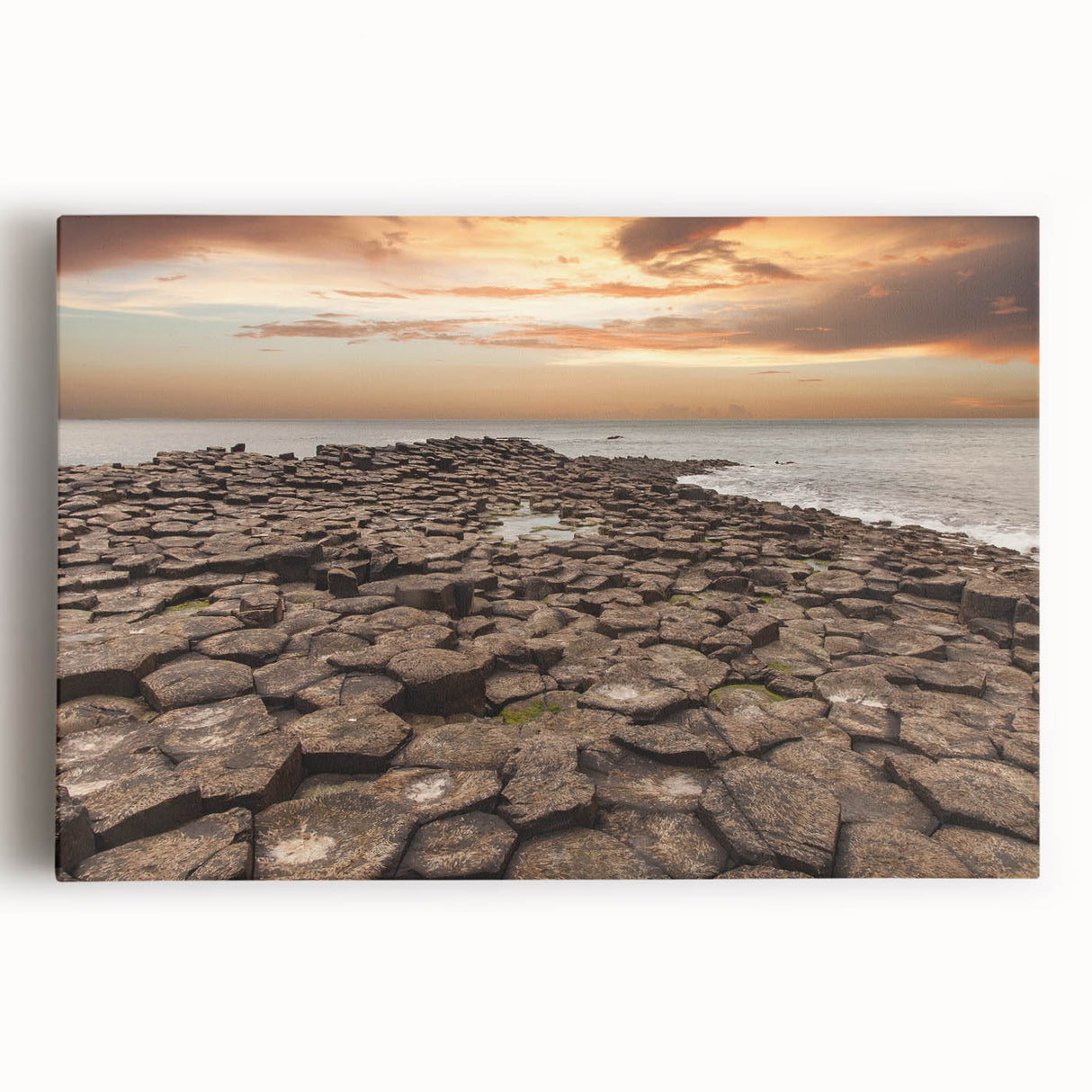 Black and white photograph of Northern Ireland scenery on stretched canvas, ideal for kitchen wall art or bedroom ambiance.