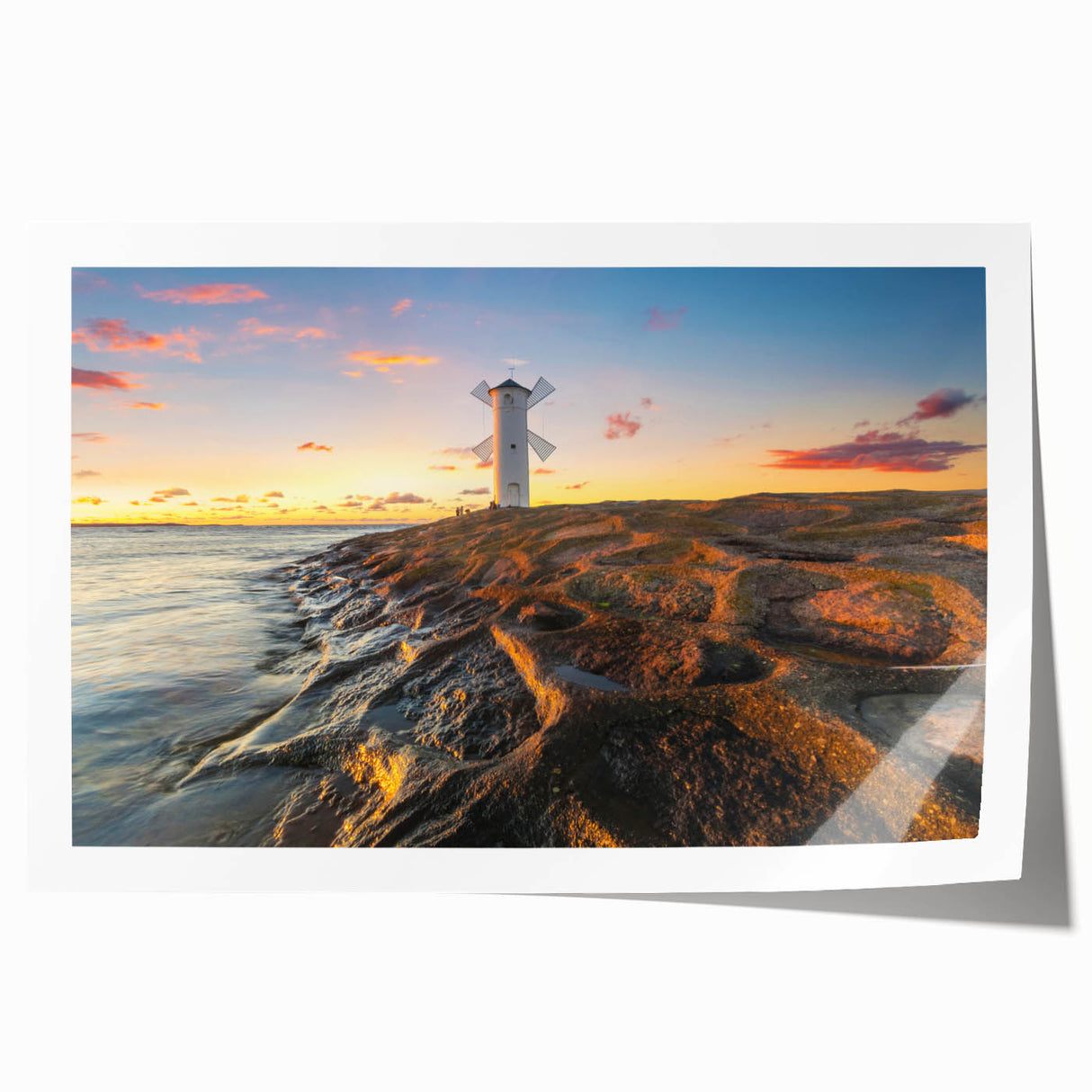Extra large rolled print of a Polish landscape featuring vibrant green fields and a clear blue sky.