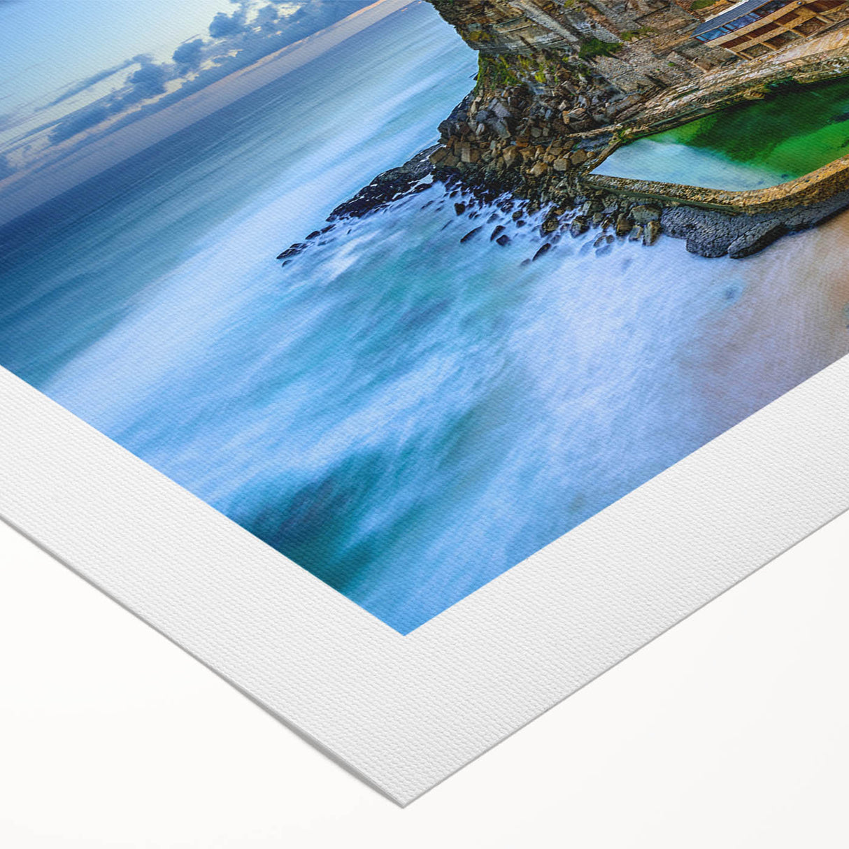Art deco poster of Lisbon scenery in muted earth tones on rolled canvas, suitable for dining room wall art.