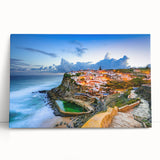 Black and white photograph of Lisbon on stretched canvas, ideal for kitchen wall art.