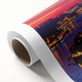 Art deco poster of Porto, Portugal featuring pastel shades on rolled canvas, ideal for nursery wall art.