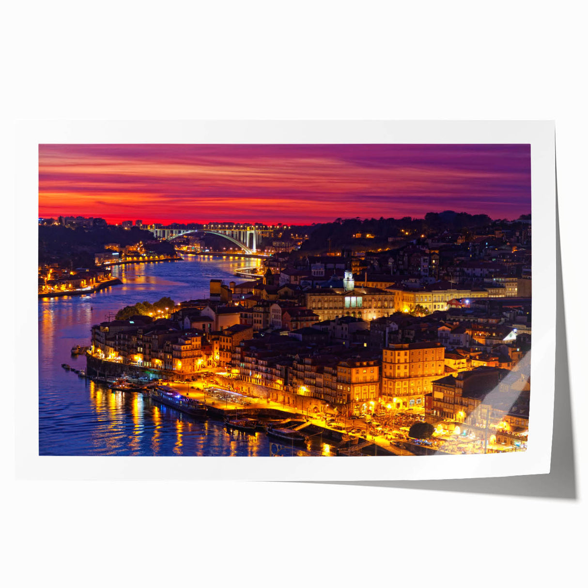 Rolled print of Porto, Portugal scenery in muted earth tones, ideal for art wall dining room.