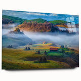 Acrylic print of a European landscape in muted earth tones, suitable for bedroom or dining room decor.