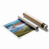 Extra large rolled print of a floral scene in soft pastel colors, ideal for classy bathroom wall art.