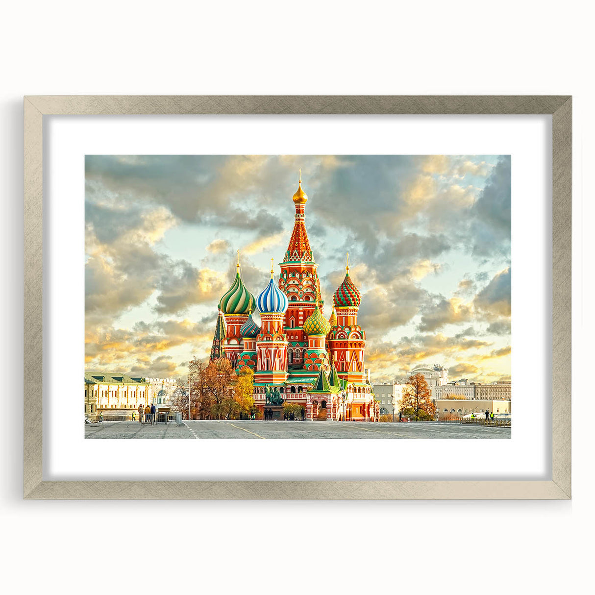 Extra large wall art featuring an abstract depiction of Moscow with textured strokes in muted gray and silver tones.