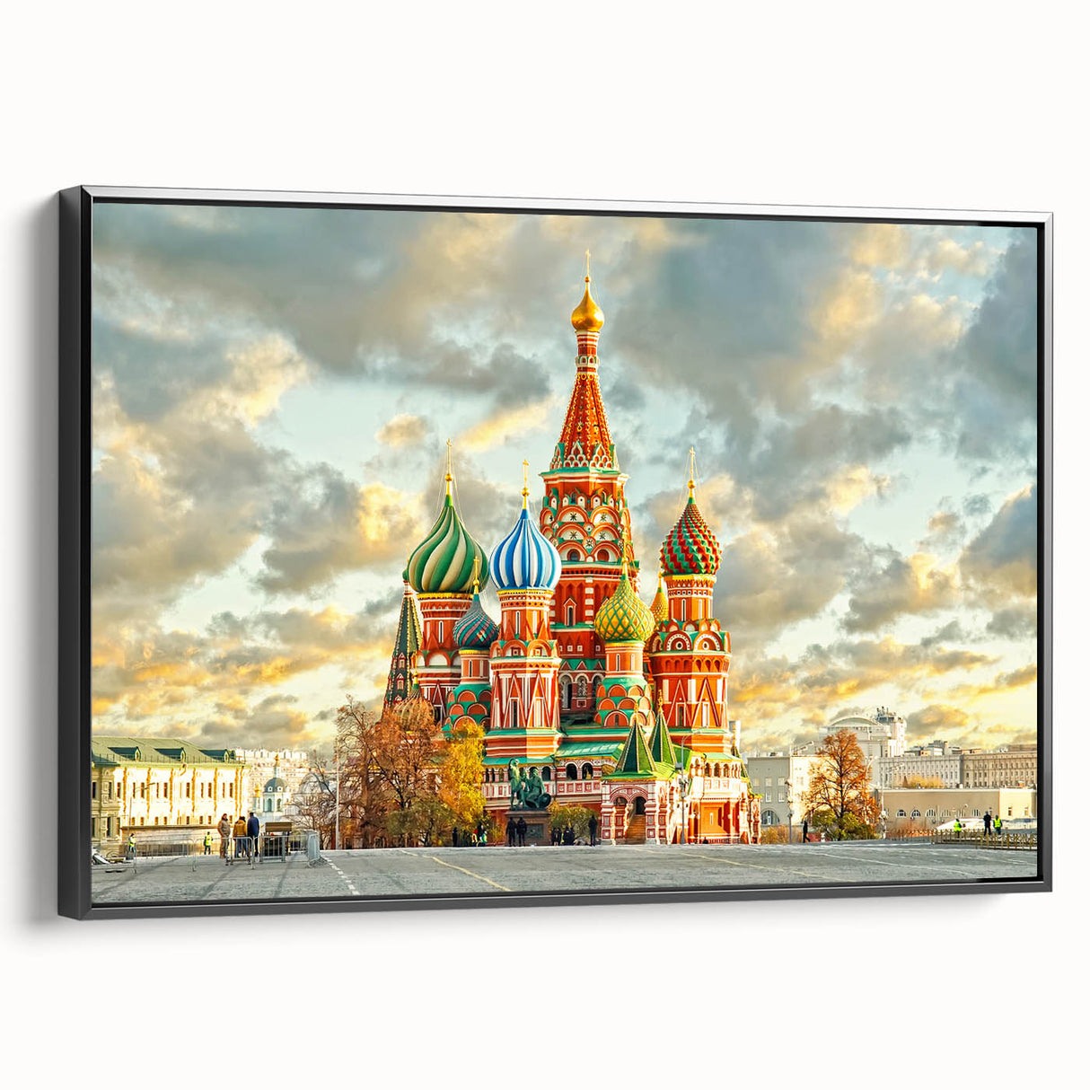 Black and white framed canvas of Moscow landscape, ideal for bedroom wall art.