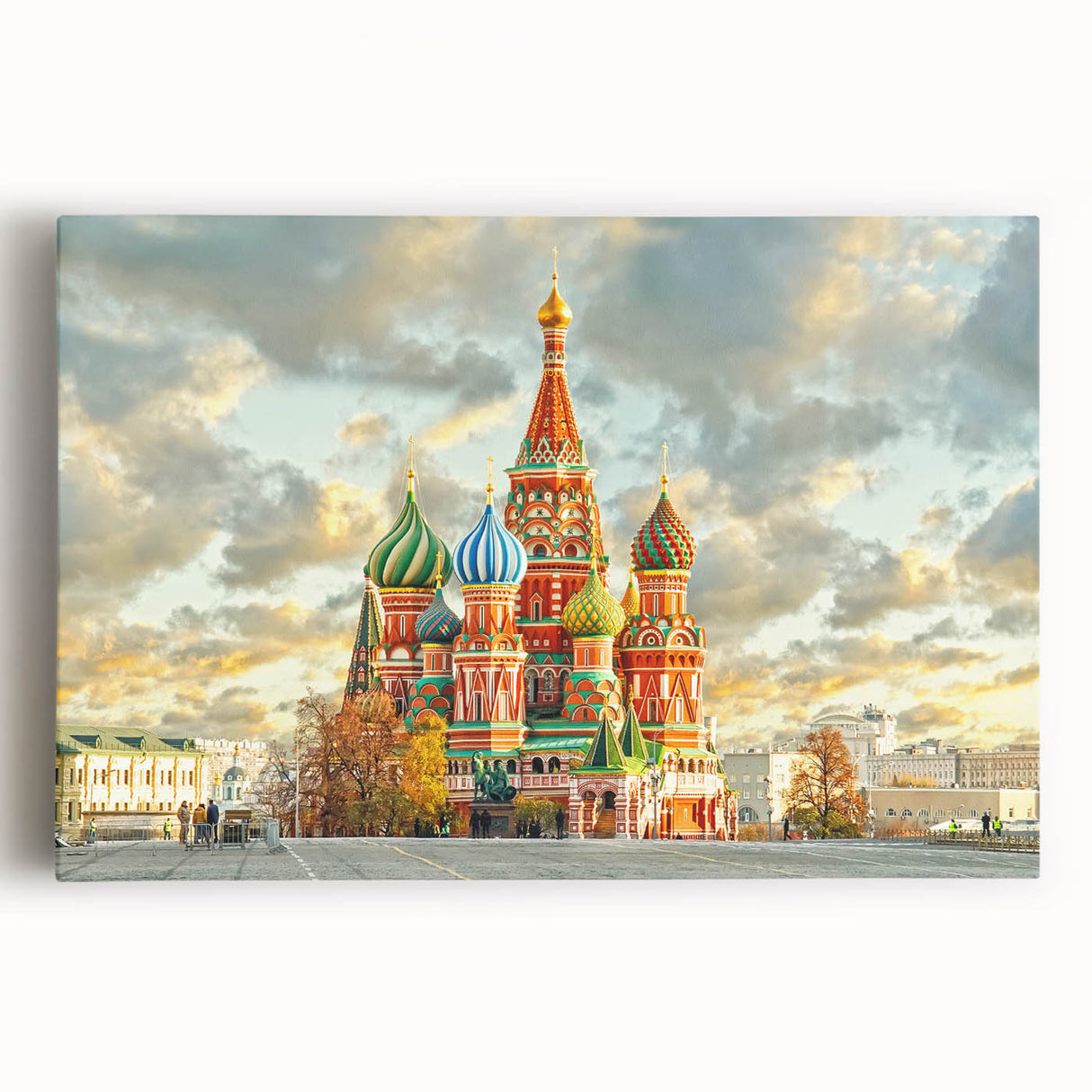 Black and white panoramic view of Moscow on stretched canvas, ideal for kitchen wall art or bedroom ambiance.