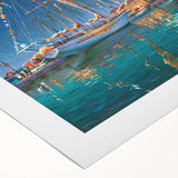 Art deco poster of Sochi landscape in muted earth tones on rolled canvas, suitable for dining room wall art.