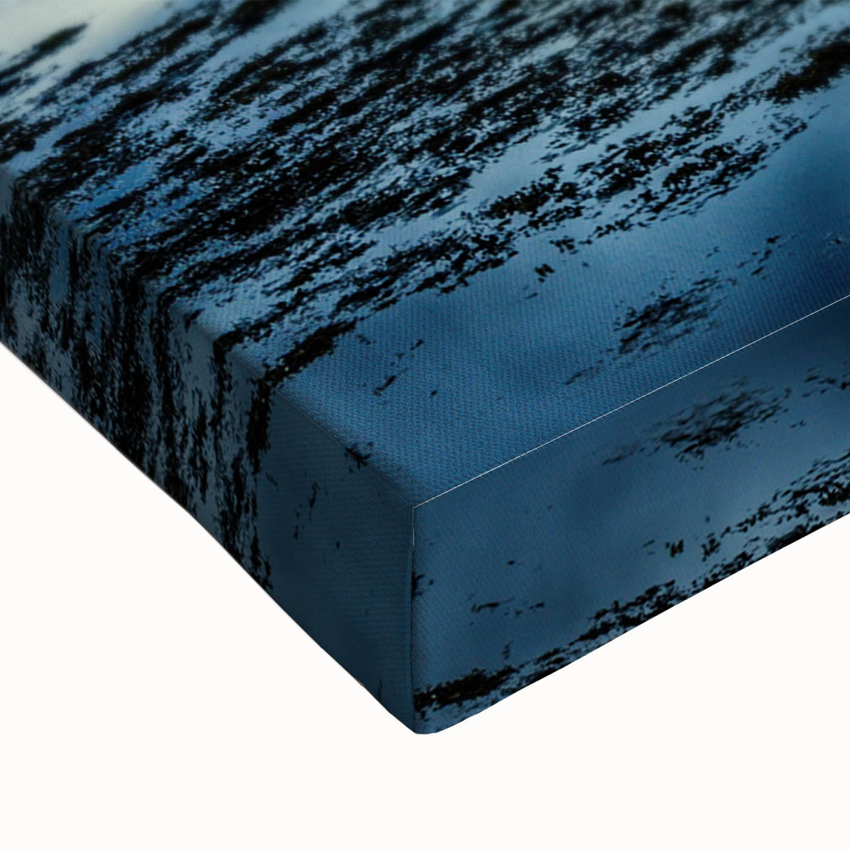 Large art featuring a black and white landscape of Scottish hills on stretched canvas, suitable for bedroom decor.