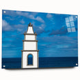 Acrylic print of a large abstract depiction of a European scenery in muted earth tones.