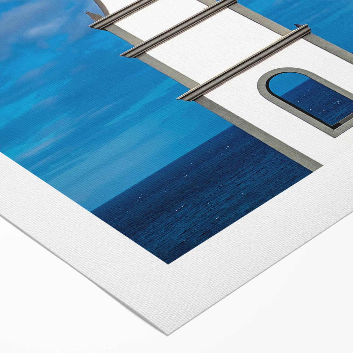 Art deco poster featuring a scenic view of the Canary Islands in muted earth tones on rolled canvas.