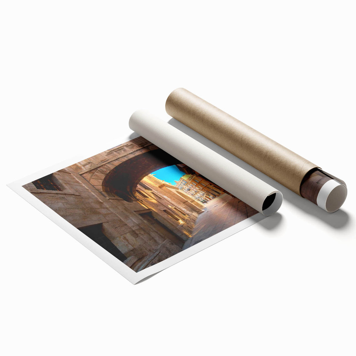 Extra large rolled print of Valencia scenery with vibrant floral elements, ideal for classy bathroom wall art.