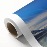 Art Deco poster of Geneva scenery on rolled canvas, featuring muted earth tones, ideal for nursery wall art or dining room.