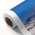 Art Deco-style poster of a European scenery in Switzerland, with muted earth tones on rolled canvas.