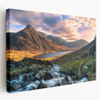 Large canvas print depicting a serene Welsh landscape in soft green and blue tones, suitable for kitchen wall art.