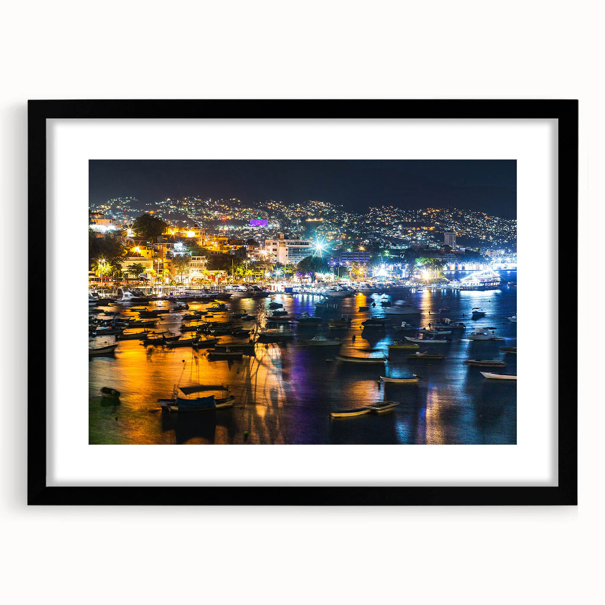 Large abstract wall art of Acapulco scenery in muted earth tones, framed in black, ideal for modern living room decor.
