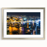 Mid-century modernist art of Acapulco scenery in silver frame, featuring vibrant primary colors.