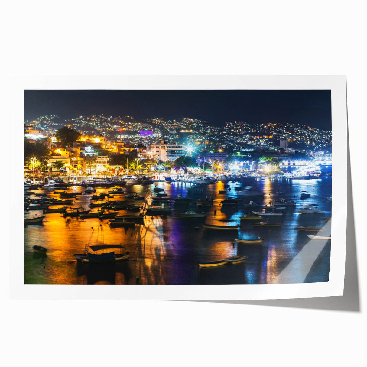 Extra large rolled print of Acapulco scenery with vibrant floral elements, ideal for art wall dining room.