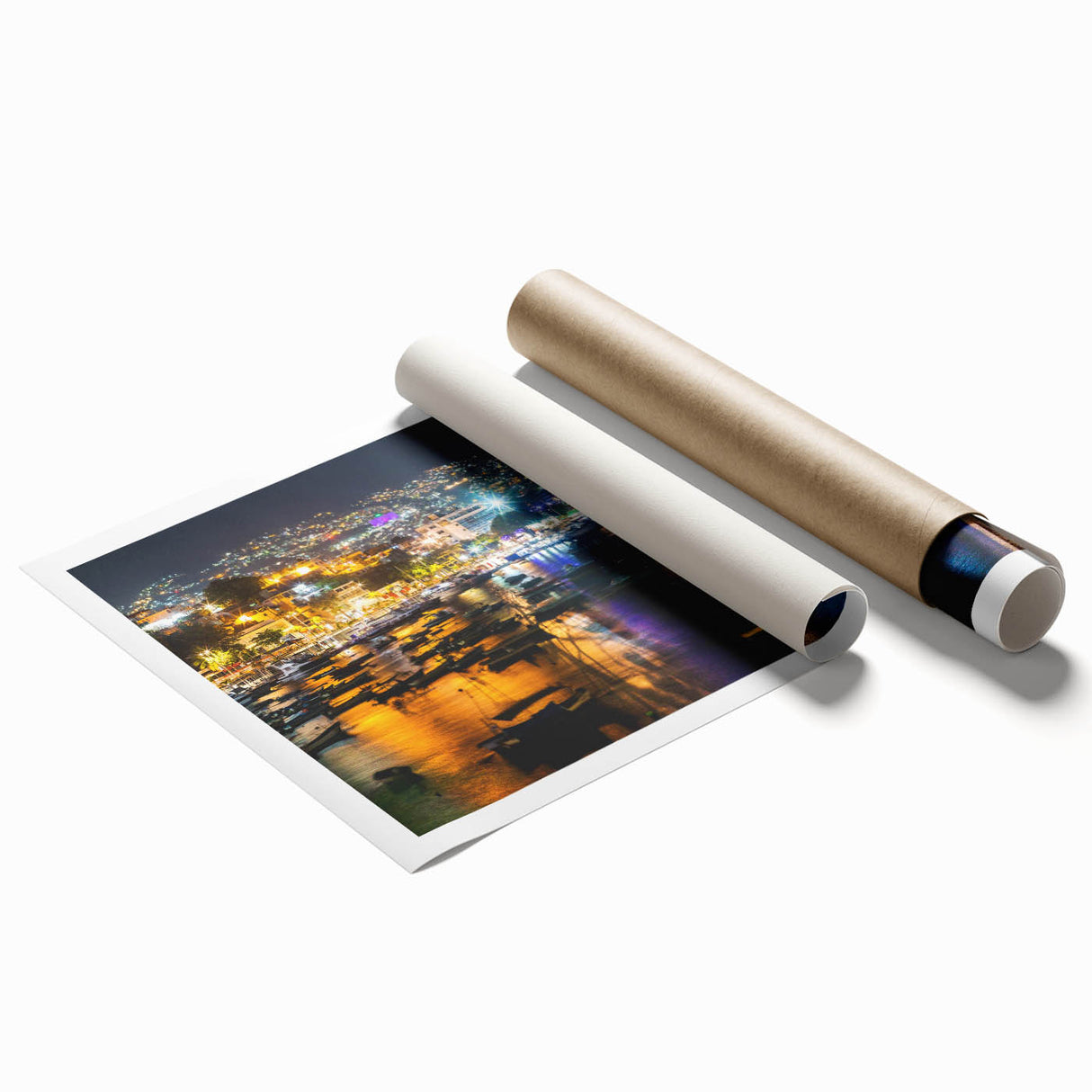 Extra large rolled print of Acapulco scenery with vibrant floral elements, ideal for classy bathroom wall art.