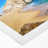 Art deco poster featuring a stylized Baja California scenery on rolled canvas, suitable for dining room decor.