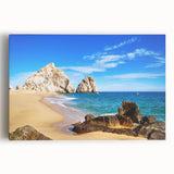 Black and white large art print of Baja California scenery on stretched canvas, ideal for kitchen wall art.