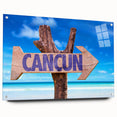 Acrylic print of Cancun scenery with vivid blue and green tones, ideal for bedroom or dining room decor.