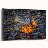 Black and white framed canvas of Guanajuato landscape, ideal for bedroom wall art.