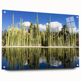 Large abstract wall art depicting a Mexico Oaxaca scenery in vibrant colors on acrylic glass.