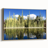 Framed canvas depicting a vintage-style landscape painting of Oaxaca, Mexico, with rich gold and black tones.