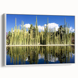 Vintage poster art of Oaxaca scenery on extra large framed canvas, featuring vivid colors against a black background.