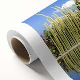 Art deco poster of Oaxaca scenery on rolled canvas, featuring pastel shades, ideal for nursery wall art.