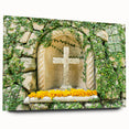 Large abstract wall art of Quintana Roo scenery in vibrant blues and greens on acrylic glass.