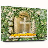 Large abstract wall art of Quintana Roo scenery in vibrant blues and greens on acrylic glass.