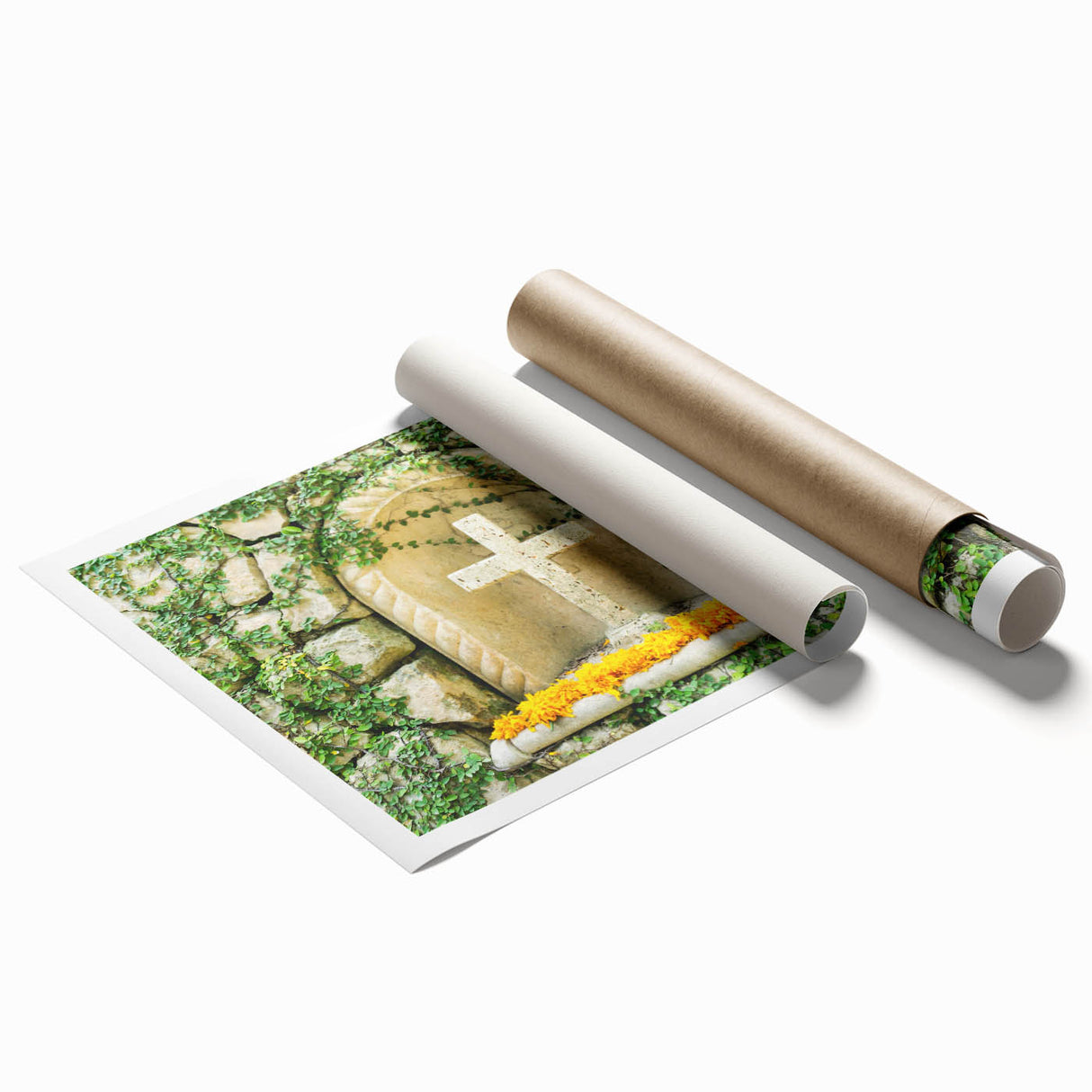 Extra large rolled print of Quintana Roo scenery with vibrant floral elements in pastel shades.
