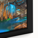 Extra large framed canvas featuring a textured depiction of Yucatán, Mexico in black with colorful art accents.