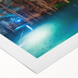 Art deco poster featuring a vibrant Yucatan scenery on rolled canvas, suitable for dining room wall art.