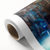 Art Deco style poster of Yucatan scenery on rolled canvas, featuring pastel color palette, ideal for nursery wall art.