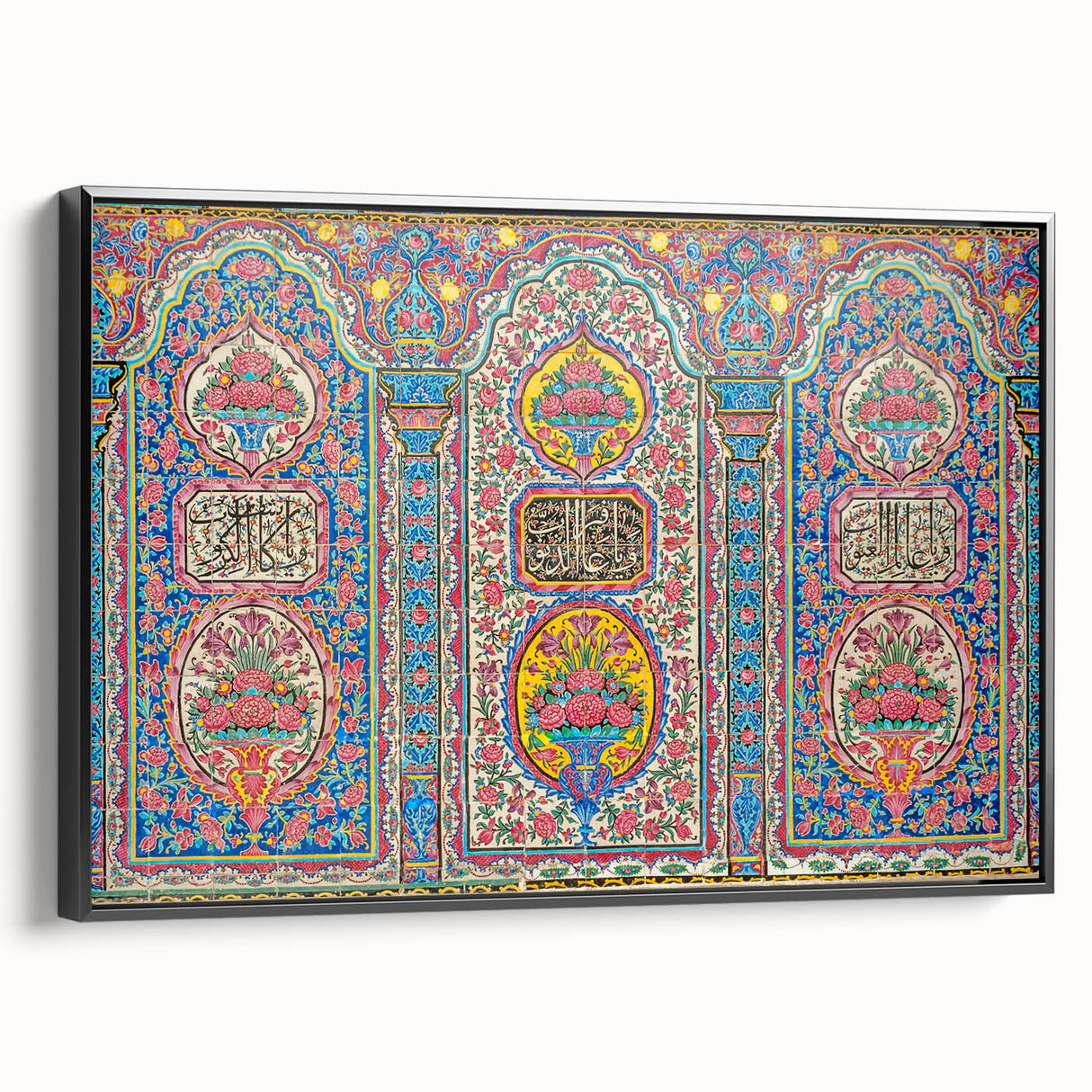 Black and white framed canvas depicting a vintage-style Iranian landscape, ideal for bedroom wall art.