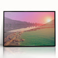 Large abstract wall art depicting the Dead Sea, in muted blues and grays, framed acrylic, ideal for modern art wall decor.