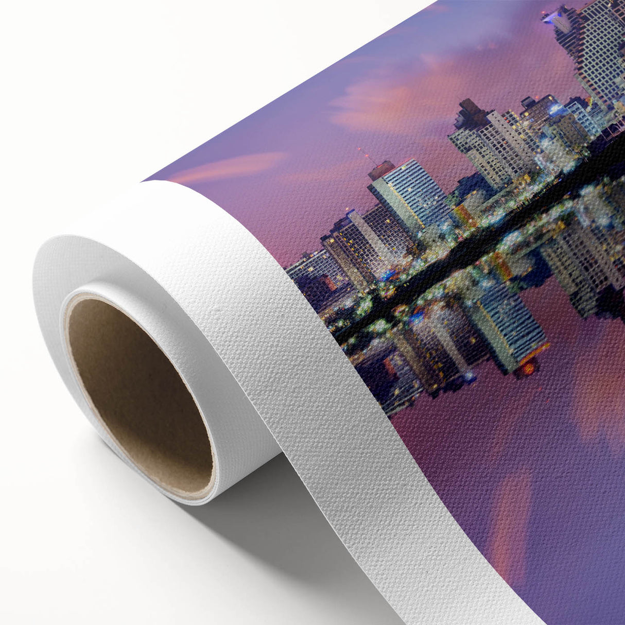 Art Deco style poster of Tel Aviv skyline with pastel shades on rolled canvas, ideal for nursery wall art.
