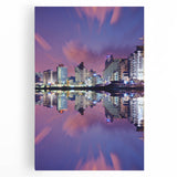 Black and white stretched canvas of Tel Aviv skyline, ideal for kitchen wall art.