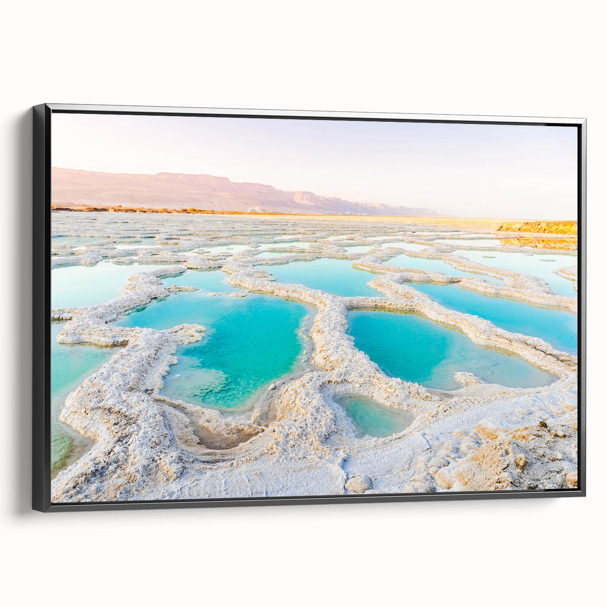 Black and white landscape art painting of Jordan on framed canvas, ideal for bedroom wall decor.