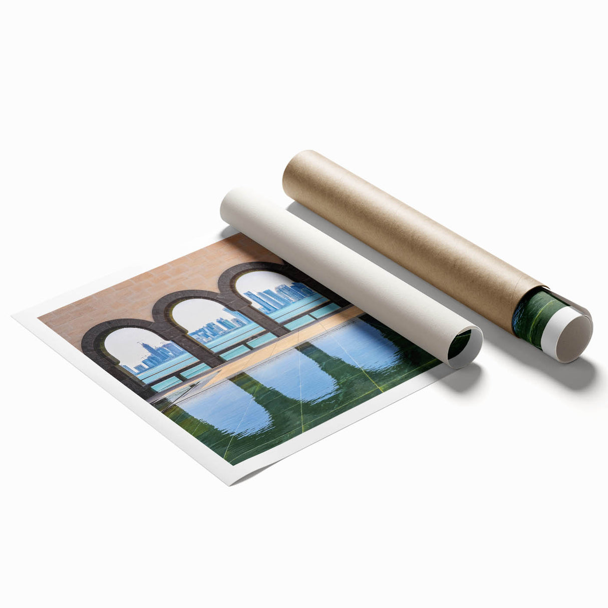 Extra large rolled print featuring a floral art design with soft pastel shades.