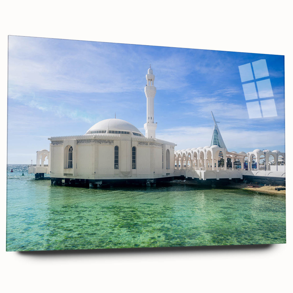 Large abstract wall art featuring the Saudi Arabian scenery in mid-century modernist style on acrylic glass.