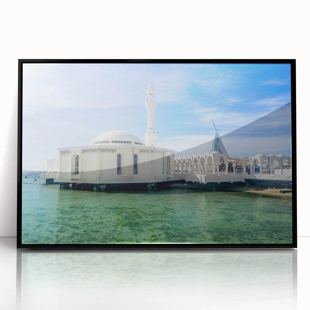Large abstract wall art depicting a Saudi Arabian landscape in muted earth tones on a framed acrylic.