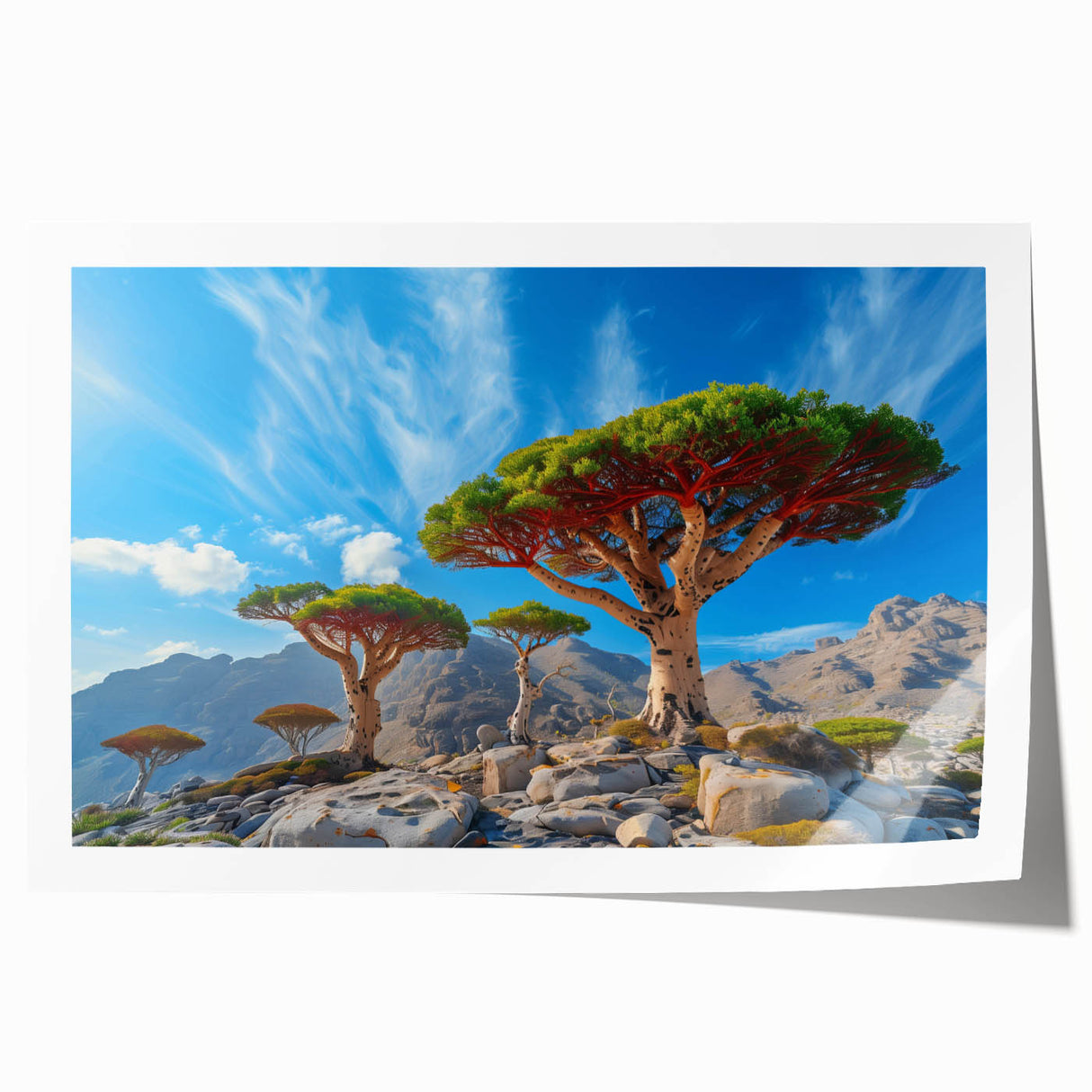 Extra large rolled print depicting a Middle Eastern scenery in muted earth tones, ideal for art wall dining room.
