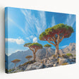 Side view of a stretched canvas depicting a Middle Eastern scenery in earthy tones, ideal for kitchen wall art.
