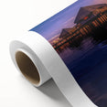 Art deco poster of Tahitian beach scene in pastel colors on rolled canvas, ideal for nursery wall art.