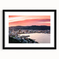 Extra large abstract art print of Wellington, featuring vibrant, colorful textures on a black framed canvas.