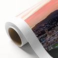 Art Deco poster of Wellington, New Zealand in muted blues and greens on rolled canvas, ideal for nursery wall art.
